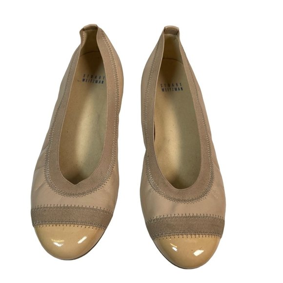 Stuart Weitzman Tipable Elastic Trim Ballerina Flat Adobe Leather Size 8M - Picture 2 of 6
